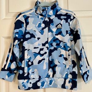 Adidas 4T-Blue Lightweight Zip-Up Camo Jacket